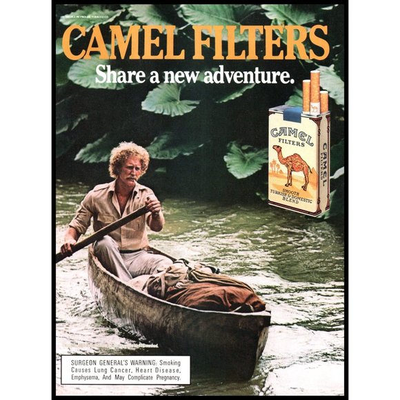 1987 Camel Cigarettes Vintage Print Ad Wood Canoe Jungle River Adventure Photo - Picture 1 of 1